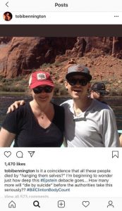 Chester Bennington&rsquo;s sister links brothers death to Jeffrey Epstein case in an Instagram post ending with