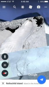 Looked up Rothschild Island, Antarctica on Google Earth. A lot of it seems to not be filled in except this one strange rectangular portion with what seems to be a thumb? - conspiracy