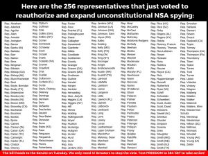 Here are the 256 representatives that just voted to reauthorize and expand unconstitutional NSA&hellip;