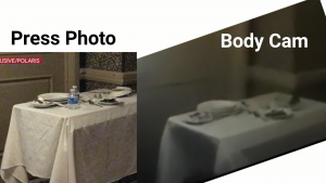 Vegas body cam vs media photos. Table cloth and plates are not the same. : conspiracy