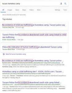 Tucson Media 100% United to Deflect the CHILD SEX CAMP Discovered. Google as Usual Playing it's part in the COVER UP : conspiracy