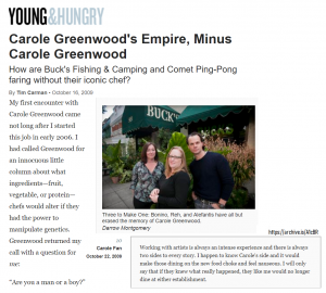 Iconic chef and co-founder of Comet Ping Pong, Carole Greenwood, abruptly quit the D.C. restaurant in 2009. Look at this bizarre archived comment: "I happen to know Carole's side and it would make those dining on the new food choke and feel nauseous..." C