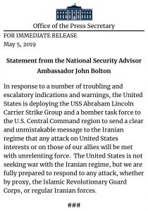 The United States is not seeking war with the Iranian regime... Sure, Okay! - conspiracy