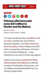 Why was Trump called a Putin puppet for having zero ties to Russia but Joe Biden is not called a China puppet for literally taking 31 million in bribes from China intelligence-tied companies? Is that why Biden is so soft on China?: conspiracy